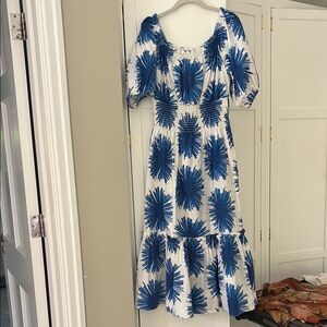 Cara Cara Blue and White Ruffled Tiered Sundress